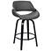 Mona 26 in. Swivel Barstool in Black Finish with Gray Faux Leather