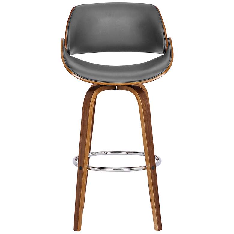 Image 4 Mona 26" High Gray Faux Leather Swivel Counter Stool more views