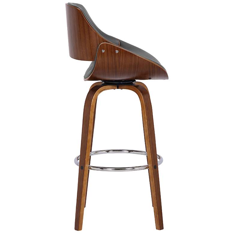 Image 5 Mona 26" High Gray Faux Leather Swivel Counter Stool more views