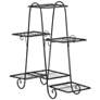 Mona 31" Wide Polished Black Metal Scroll 3-Tier Plant Stand