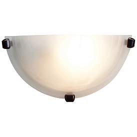 Image1 of Mona 6" High Oil Rubbed Bronze Wall Sconce w/ Alabaster Glass Shade
