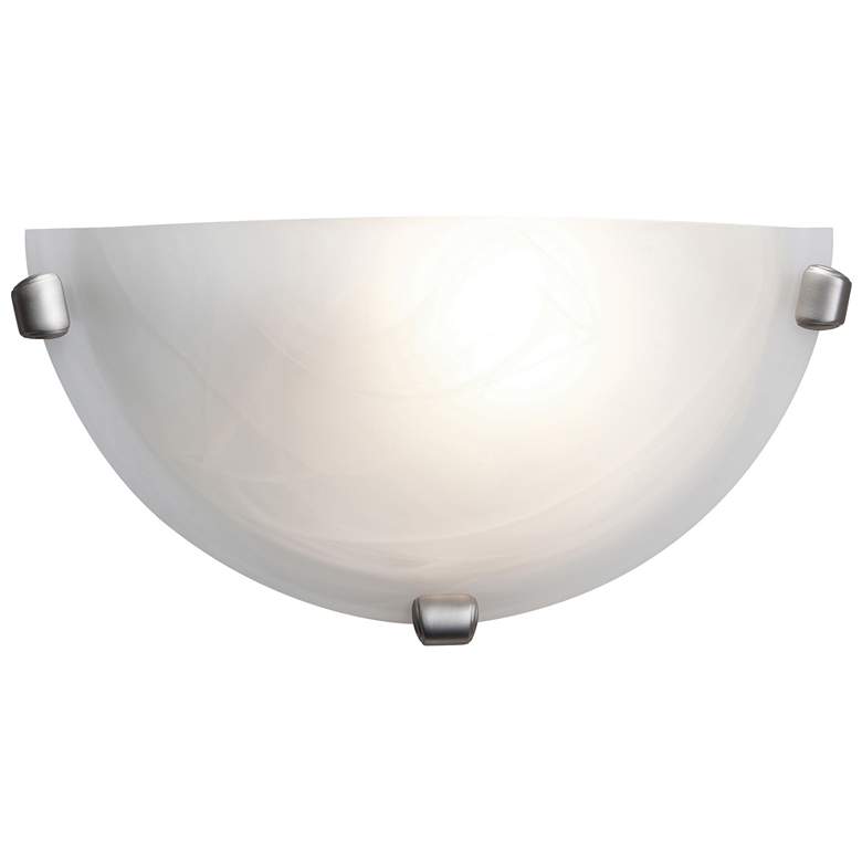 Image 1 Mona LED Wall Sconce - Brushed Steel Finish - Alabaster Glass Diffuser