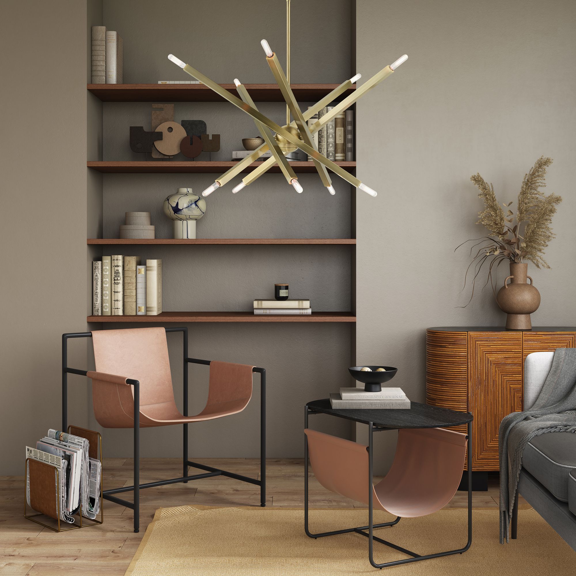 Monaco 10 Light Antique Brass Chandelier