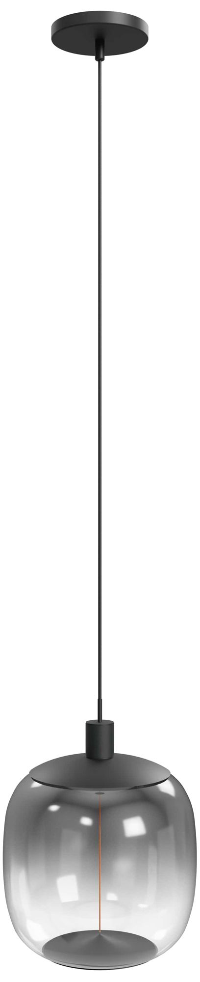 Monaco 13"H LED Pendant in Black/Smoked Globe