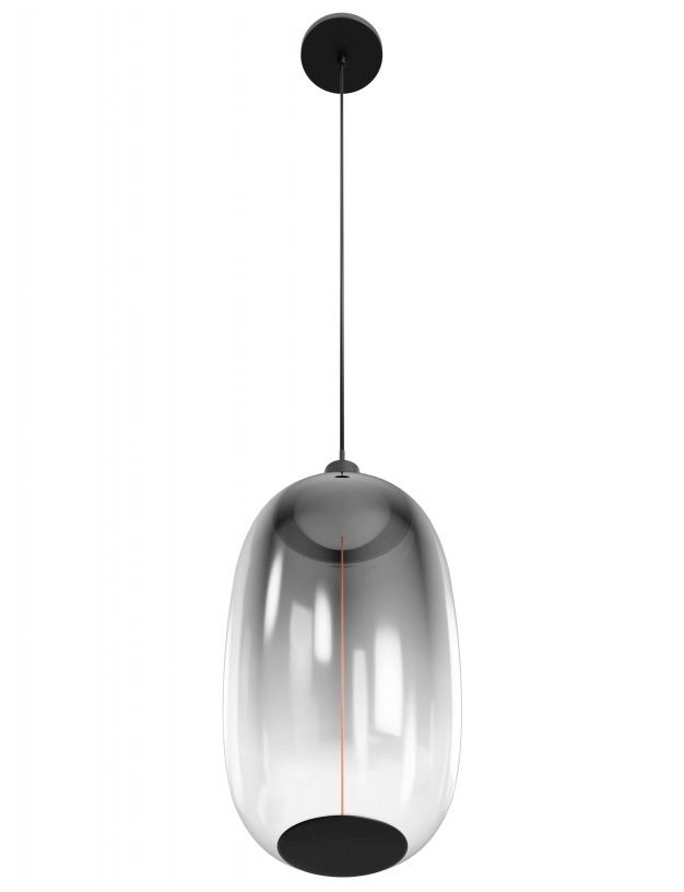 Image 2 Monaco 16"H LED Pendant in Black/Smoked Globe more views