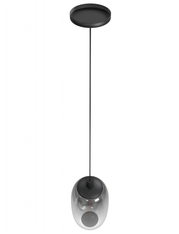 Image 3 Monaco 16"H LED Pendant in Black/Smoked Globe more views