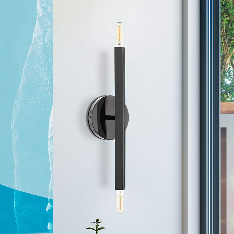 Image 1 Monaco 2 Light Black Chrome ADA Sconce