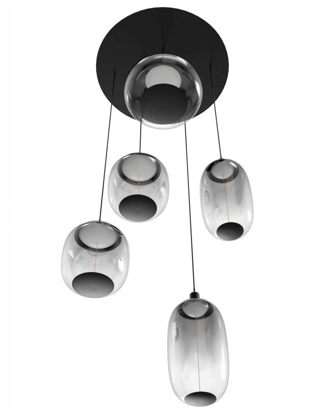 Image 2 Monaco 20"W 5-Light LED Chandelier in Black/Smoked Globes more views