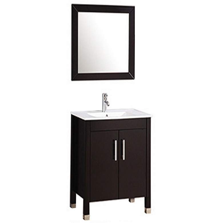 Image 1 Monaco 24" Espresso 2-Door Bathroom Vanity and Mirror Set