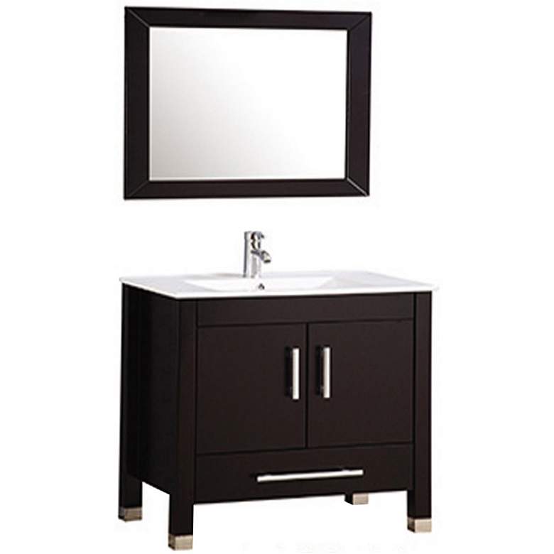 Image 1 Monaco 36" Espresso 2-Door Bathroom Vanity and Mirror Set