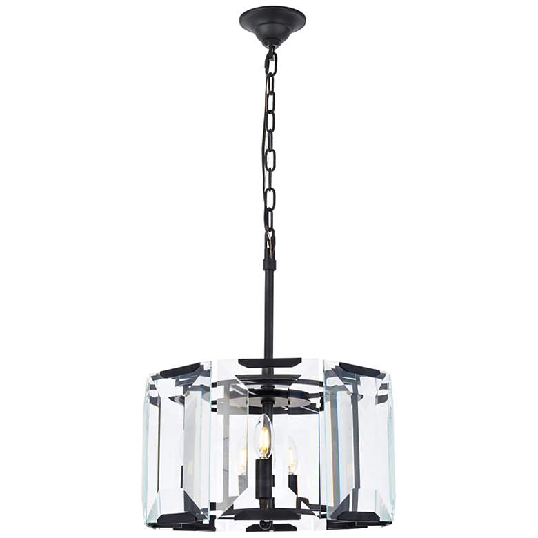 Image 1 Monaco 4 Lt Flat Black (Matte) Pendant Clear Glass Crystal