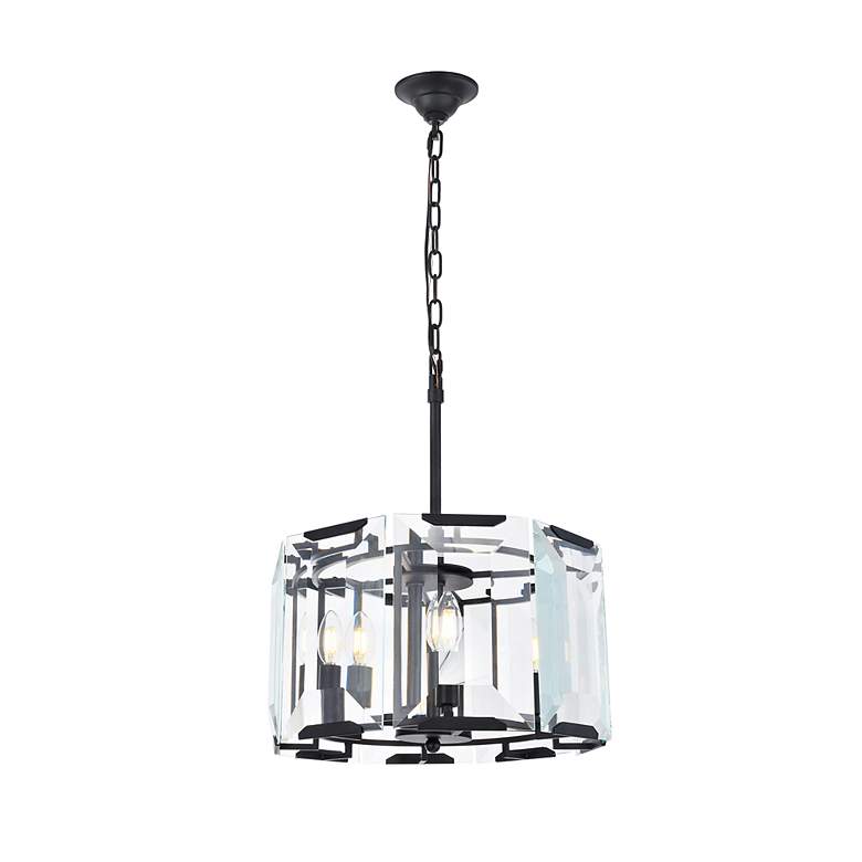 Image 2 Monaco 4 Lt Flat Black (Matte) Pendant Clear Glass Crystal more views