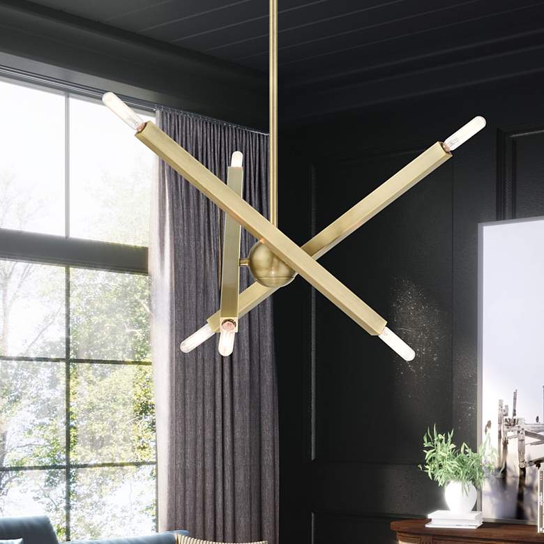 Image 1 Monaco 6 Light Antique Brass Chandelier