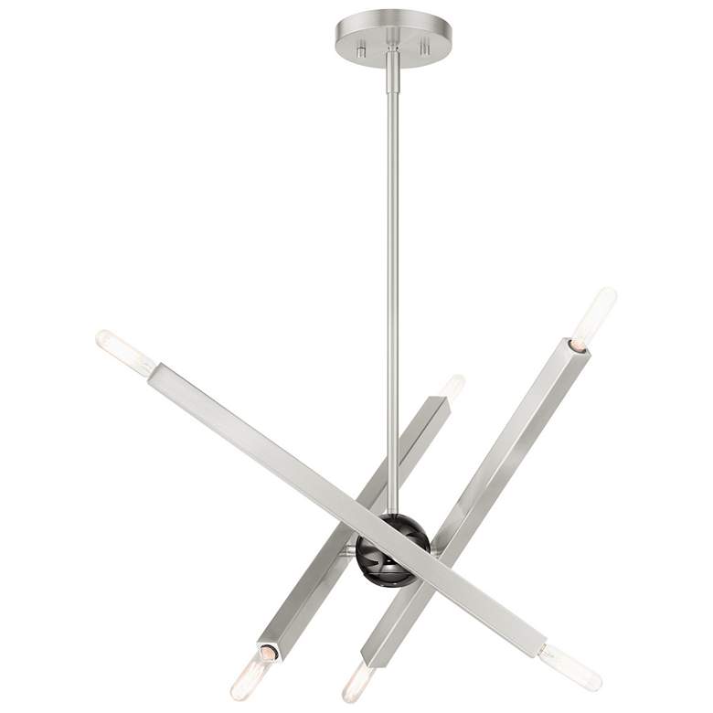 Image 1 Monaco 6 Light Brushed Nickel Chandelier