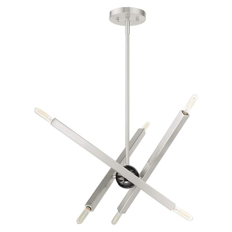 Image 3 Monaco 6 Light Brushed Nickel Chandelier more views