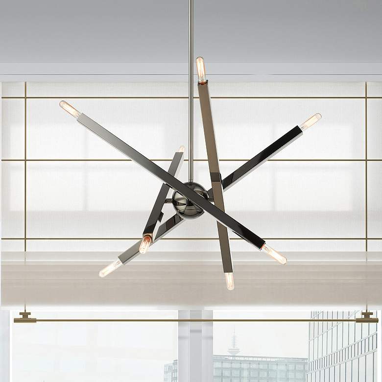 Image 1 Monaco 8 Light Black Chrome Chandelier