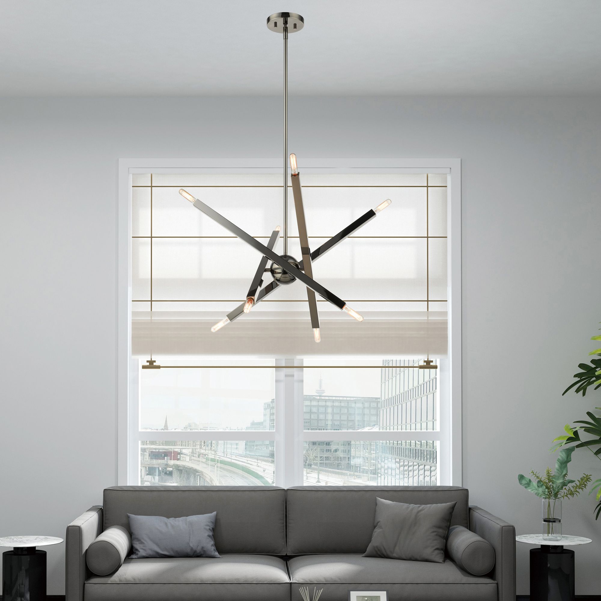 Monaco 8 Light Black Chrome Chandelier