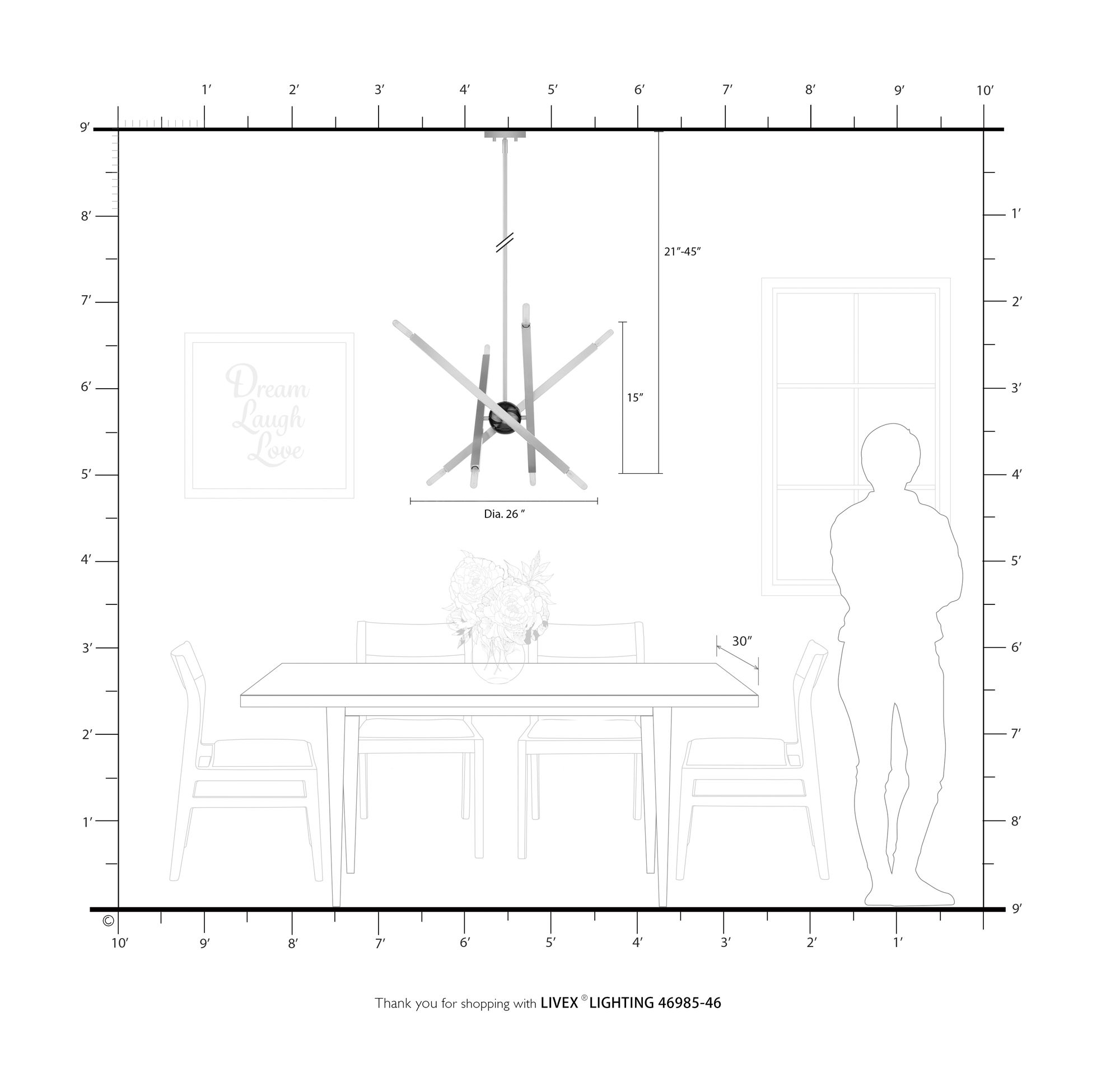 Monaco 8 Light Black Chrome Chandelier