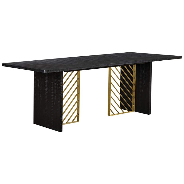 Image 1 Monaco 86.6 in. Dining Table in Black Wood and Antique Brass Accent