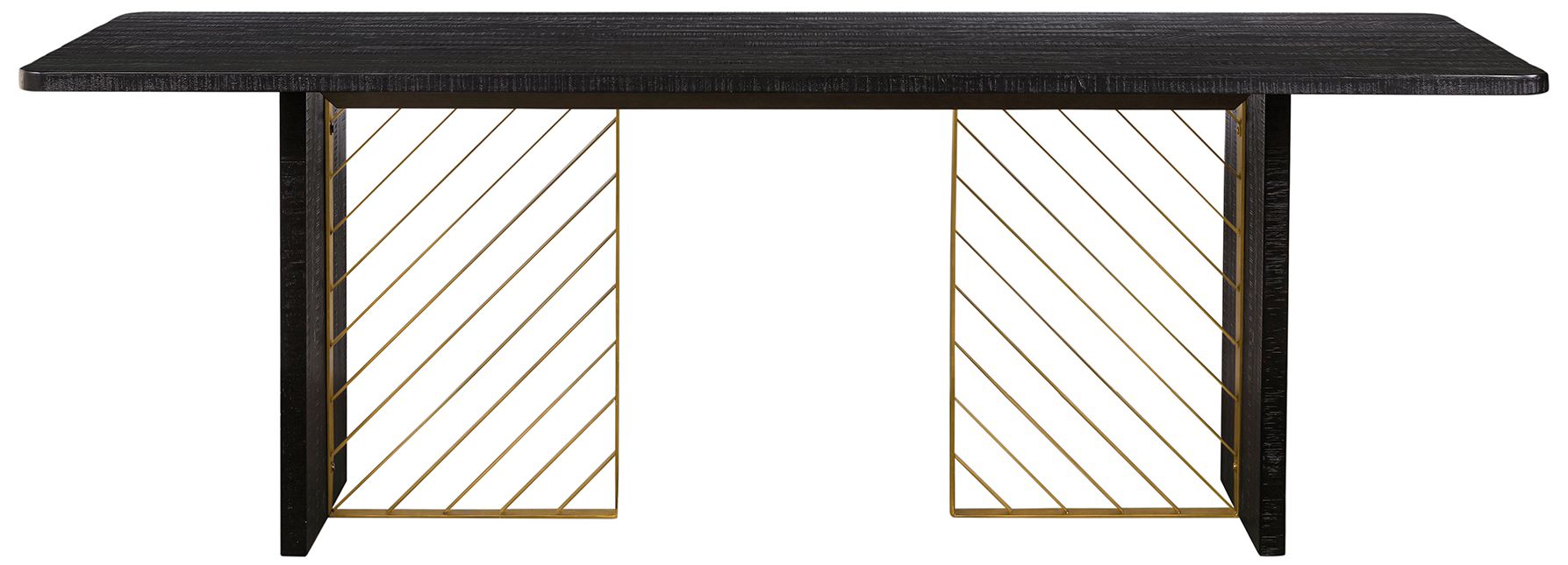 Image 3 Monaco 86.6 in. Dining Table in Black Wood and Antique Brass Accent more views