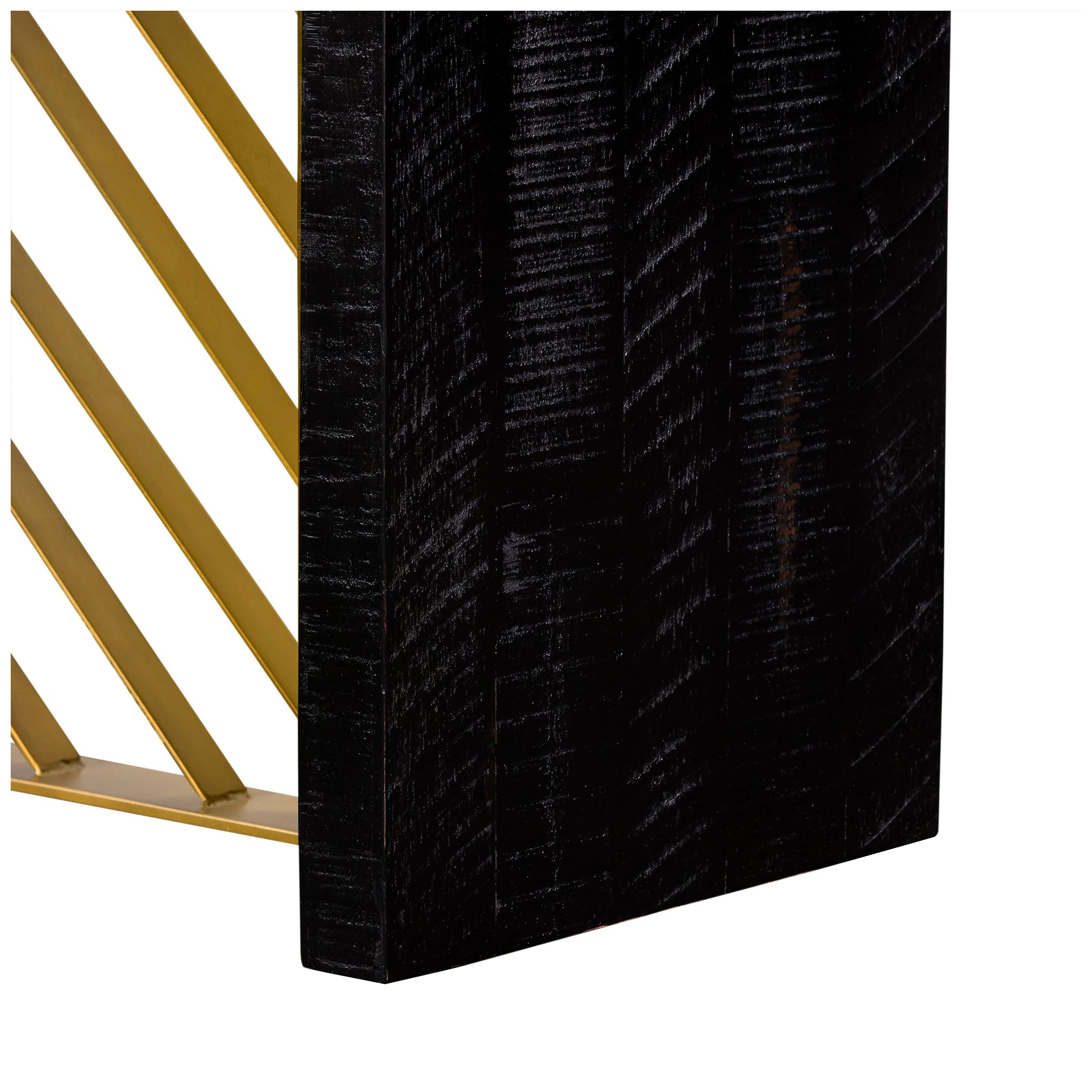 Image 4 Monaco 86.6 in. Dining Table in Black Wood and Antique Brass Accent more views