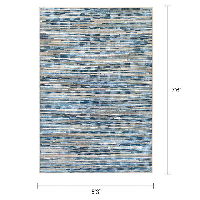 Image 6 Monaco Alassio 5'3"x7'6" Sand Azure Turquoise Outdoor Rug more views