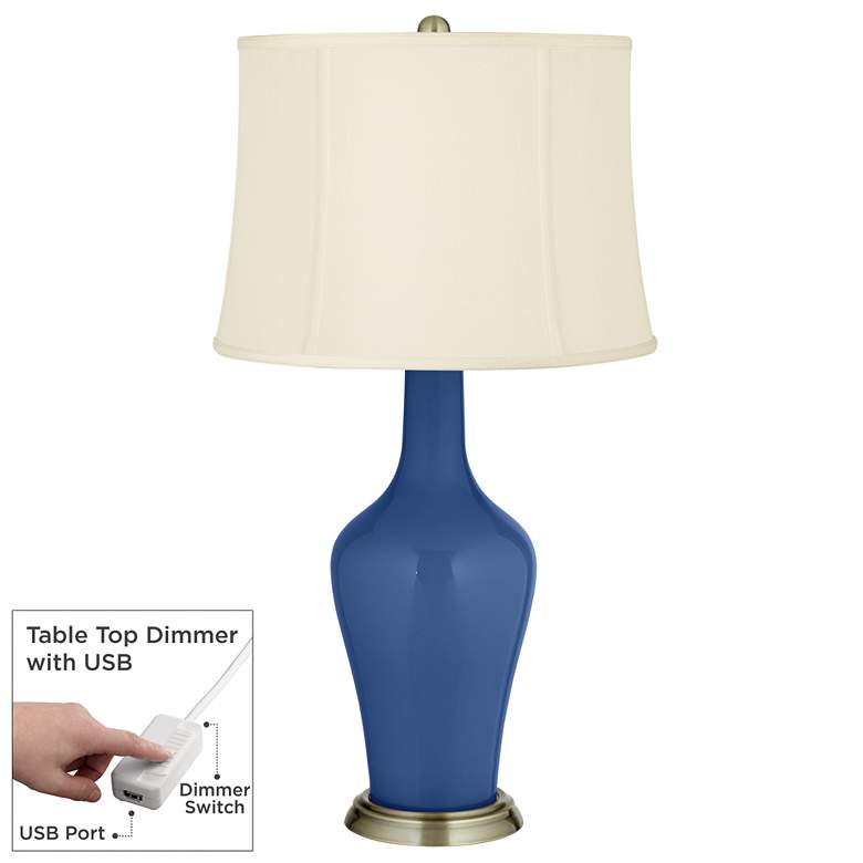 Image 1 Monaco Blue Anya Table Lamp with Dimmer