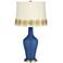 Monaco Blue Anya Table Lamp with Flower Applique Trim