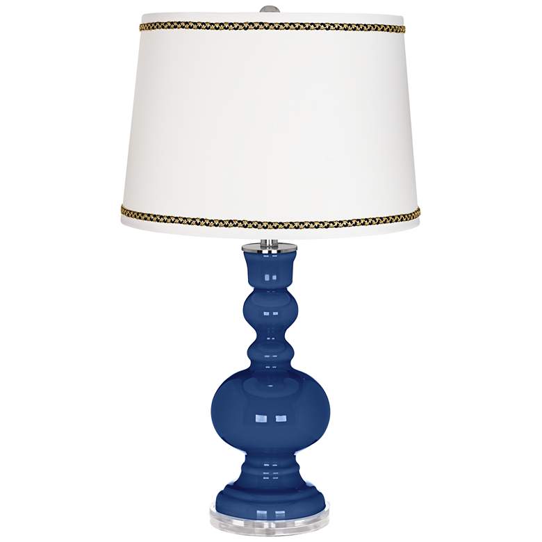 Image 1 Monaco Blue Apothecary Table Lamp with Ric-Rac Trim