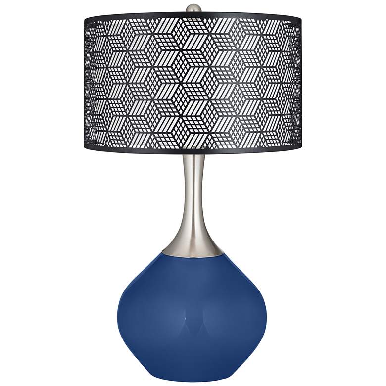 Image 1 Monaco Blue Black Metal Shade Spencer Table Lamp