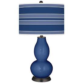Image1 of Monaco Blue Bold Stripe Double Gourd Table Lamp