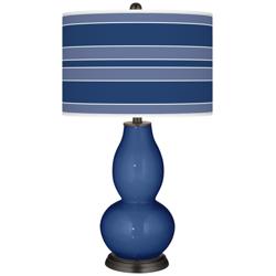 Monaco Blue Bold Stripe Double Gourd Table Lamp