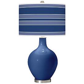 Image1 of Monaco Blue Bold Stripe Ovo Table Lamp