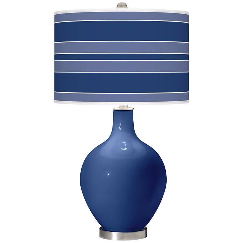 Image 1 Monaco Blue Bold Stripe Ovo Table Lamp