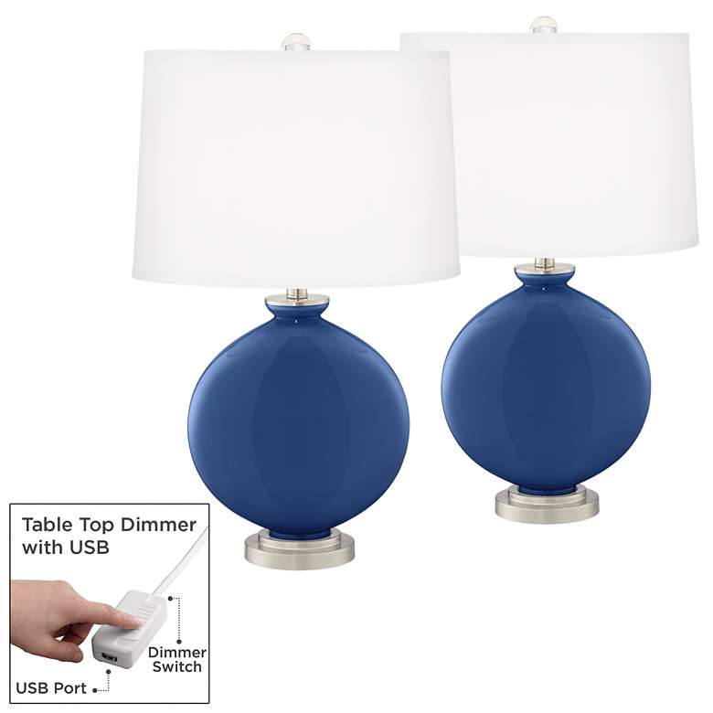 Image 1 Monaco Blue Carrie Table Lamp Set of 2 with Dimmers
