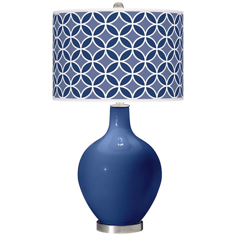 Image 1 Monaco Blue Circle Rings Ovo Table Lamp
