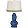 Monaco Blue Double Gourd Table Lamp with Scallop Lace Trim