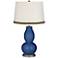 Monaco Blue Double Gourd Table Lamp with Wave Braid Trim