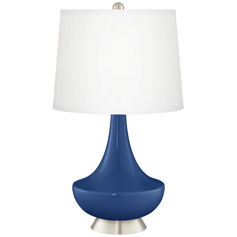 Image 2 Monaco Blue Gillan Glass Table Lamp with Dimmer
