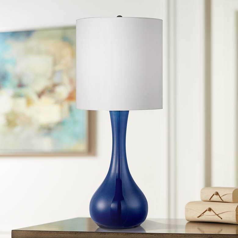 Image 1 Monaco Blue Glass Table Lamp