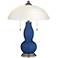 Monaco Blue Gourd-Shaped Table Lamp with Alabaster Shade