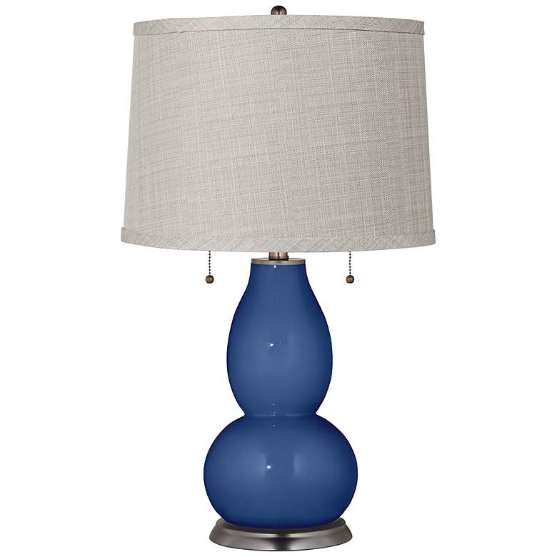 Image 1 Monaco Blue Gray Linen Fulton Table Lamp