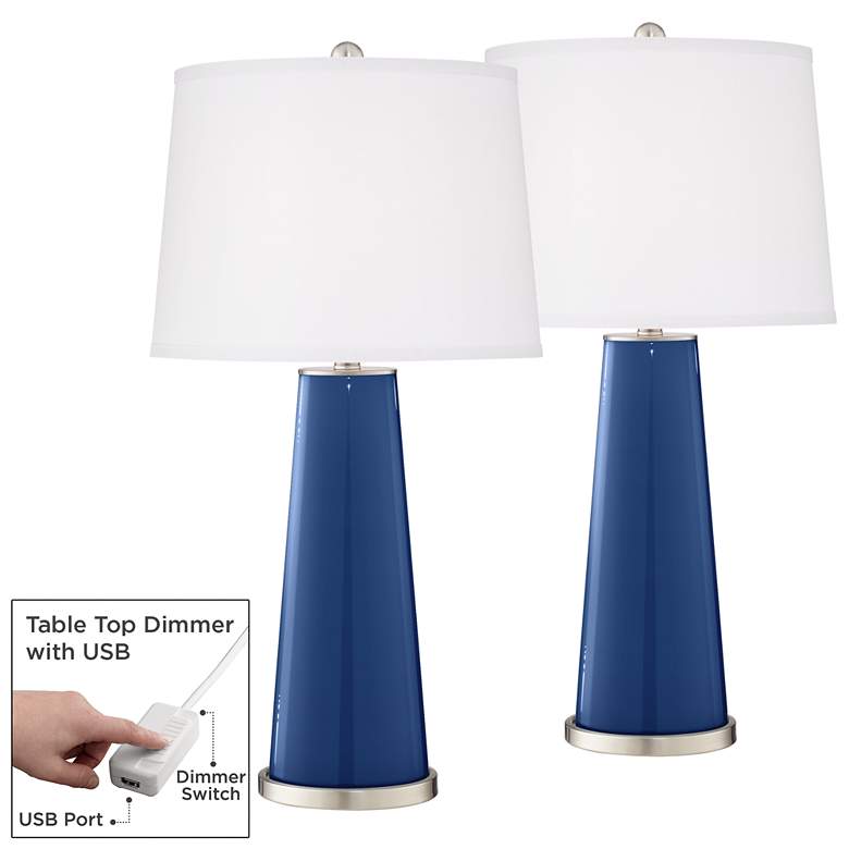 Image 1 Monaco Blue Leo Table Lamp Set of 2 with Dimmers