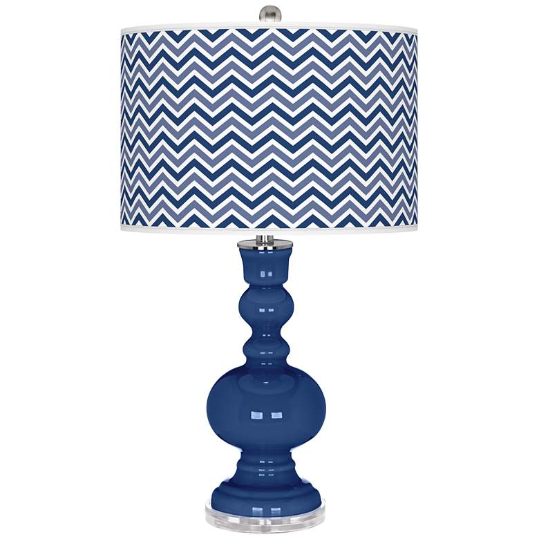 Image 1 Monaco Blue Narrow Zig Zag Apothecary Table Lamp