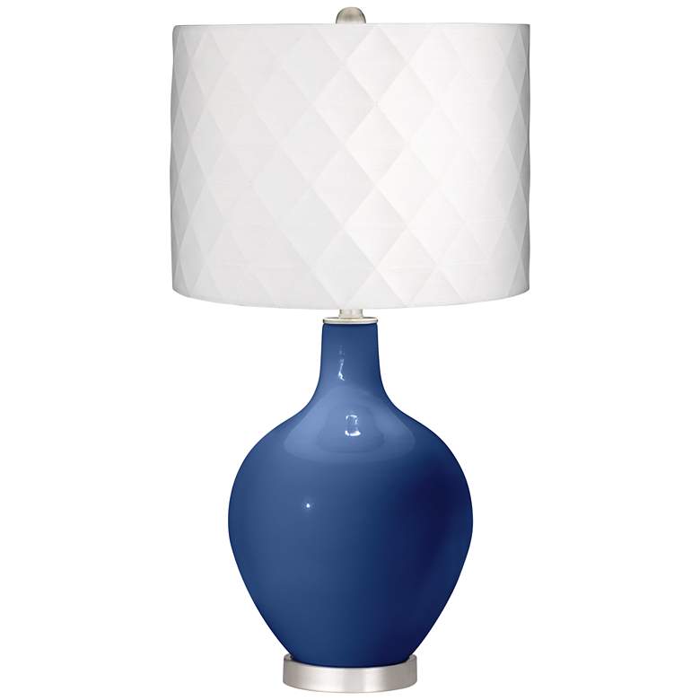 Image 1 Monaco Blue Off-White Diamond Shade Ovo Table Lamp