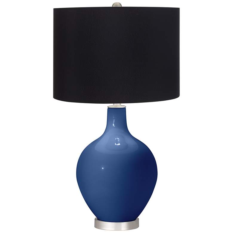 Image 1 Monaco Blue Ovo Table Lamp with Black Shade