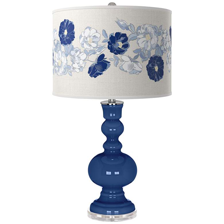 Image 1 Monaco Blue Rose Bouquet Apothecary Table Lamp