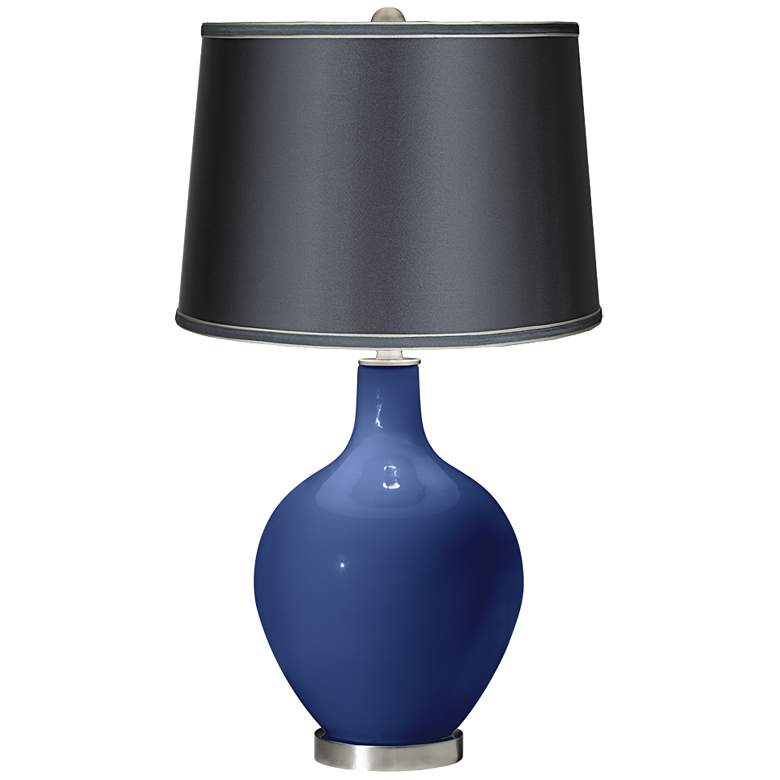 Image 1 Monaco Blue - Satin Dark Gray Shade Ovo Table Lamp
