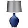 Monaco Blue - Satin Light Gray Shade Ovo Table Lamp