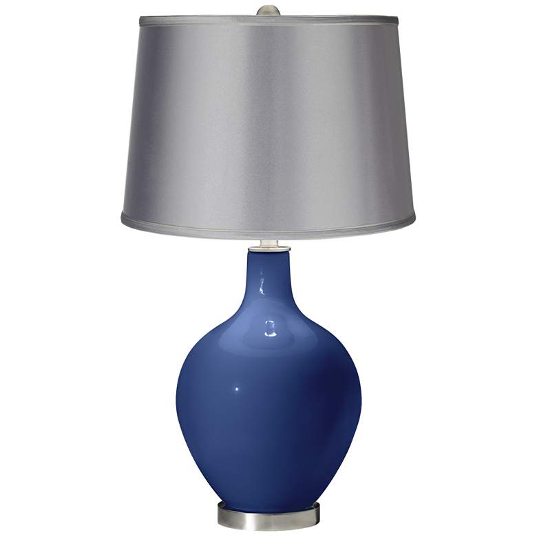 Image 1 Monaco Blue - Satin Light Gray Shade Ovo Table Lamp